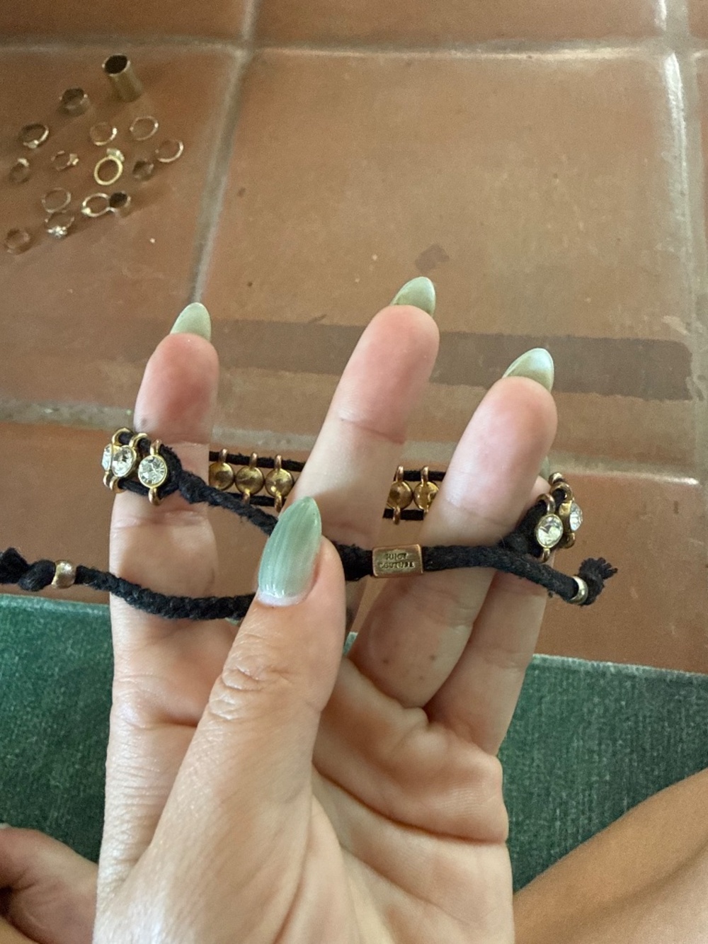 Vintage Y2K Juicy Couture Crystal Cord Bracelet - Picture 3 of 3